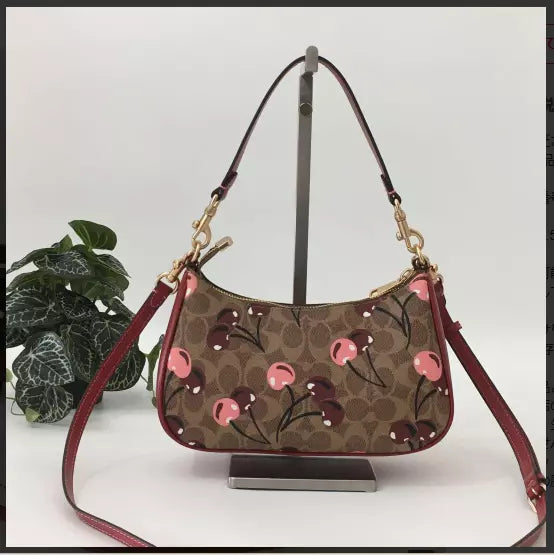 Coach Teri Shoulder Bag Signature Canvas Cherry Print