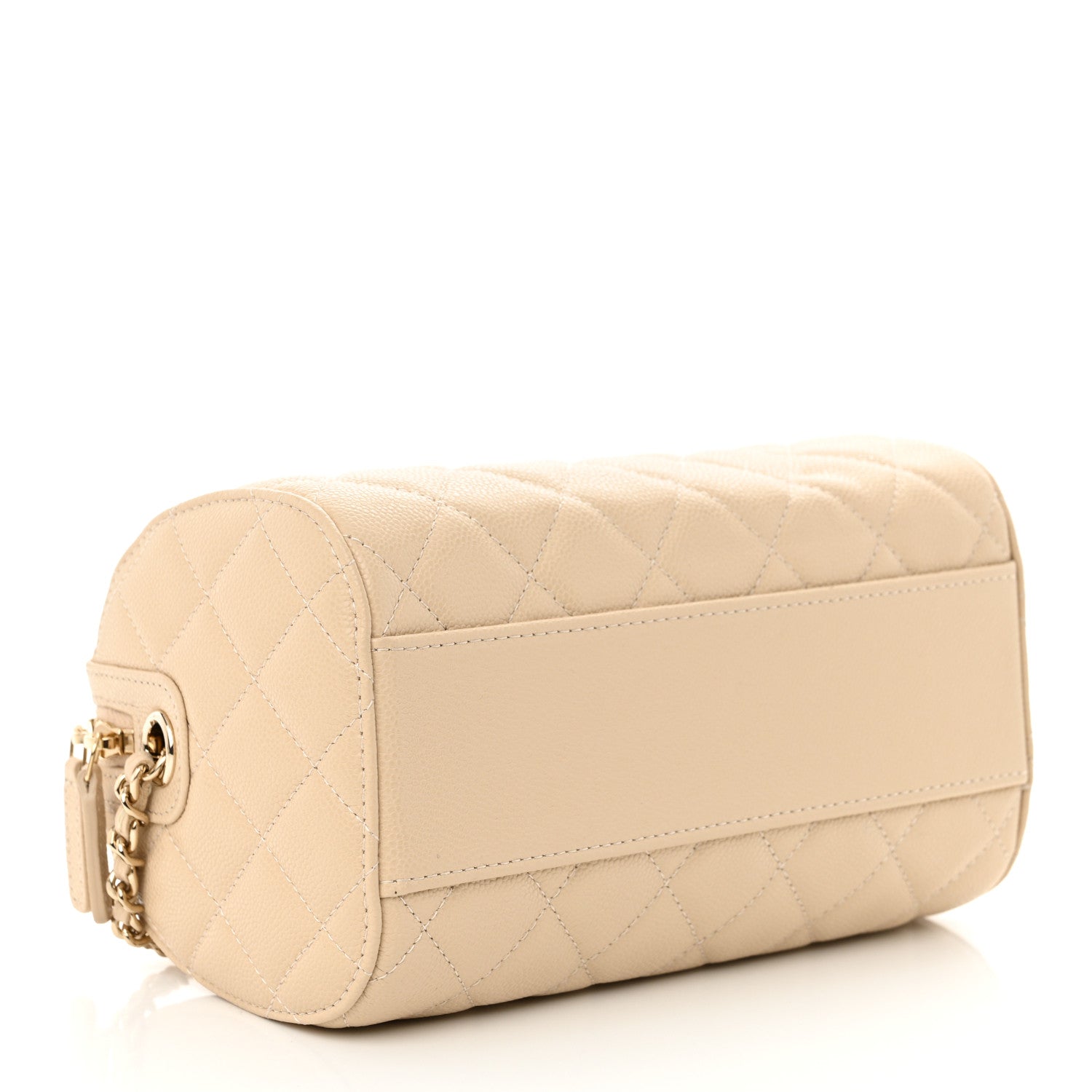 Chanel Caviar Quilted Mini Bowling Bag Beige