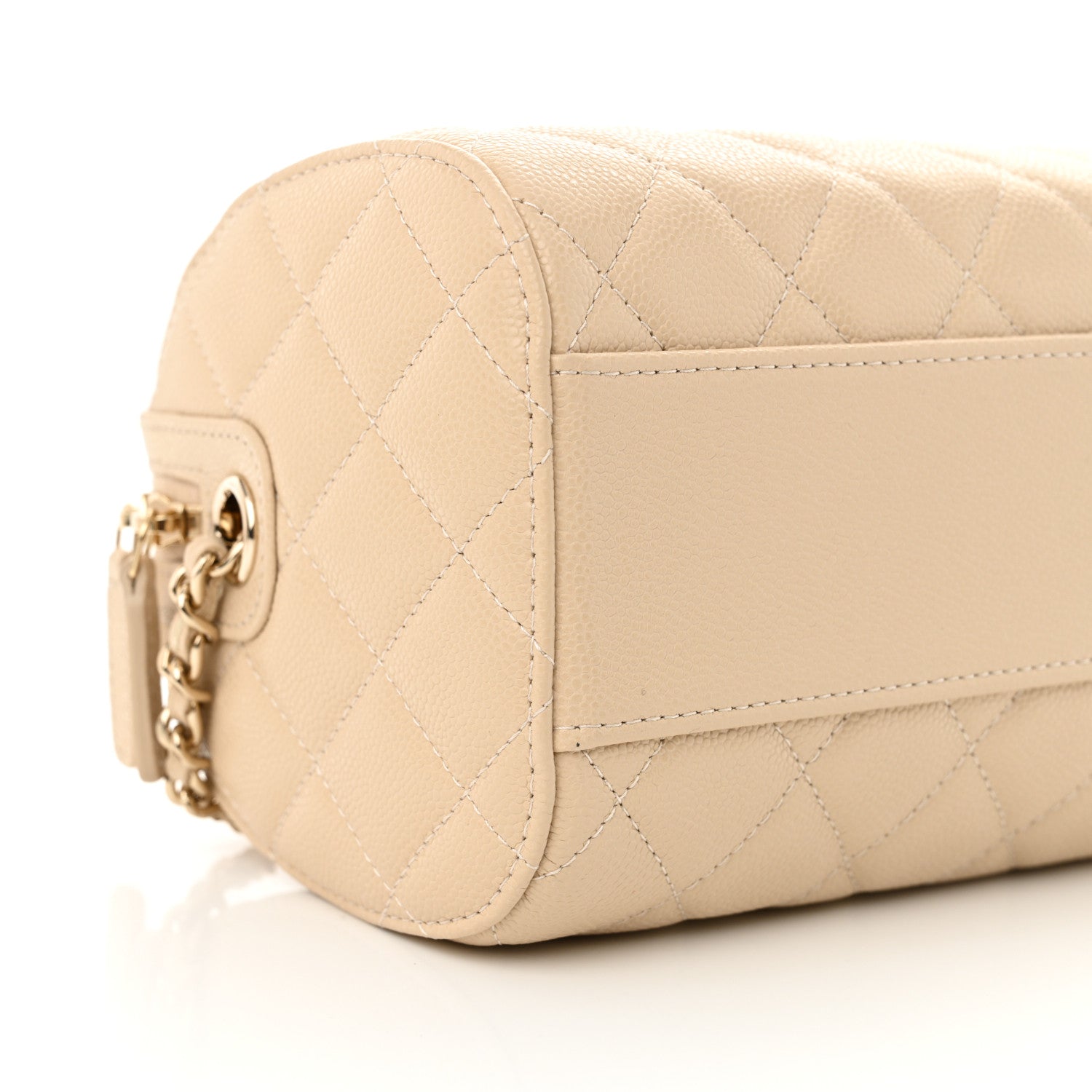 Chanel Caviar Quilted Mini Bowling Bag Beige