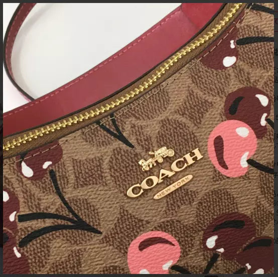 Coach Teri Shoulder Bag Signature Canvas Cherry Print