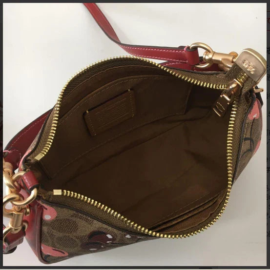 Coach Teri Shoulder Bag Signature Canvas Cherry Print