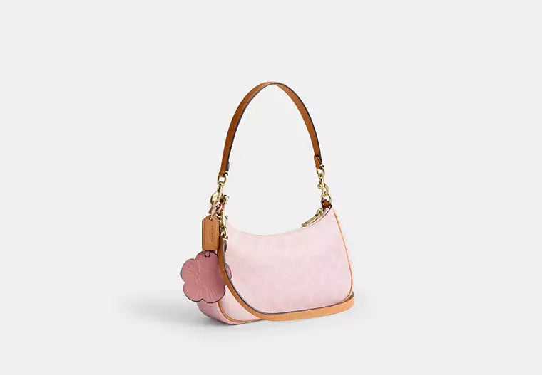 Coach Pink Teri Shoulder Bag In Signature Canvas