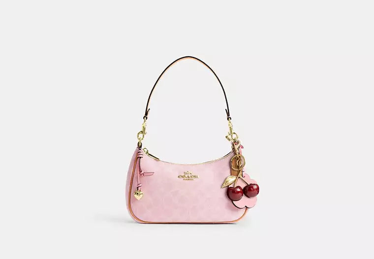 Coach Pink Teri Shoulder Bag In Signature Canvas